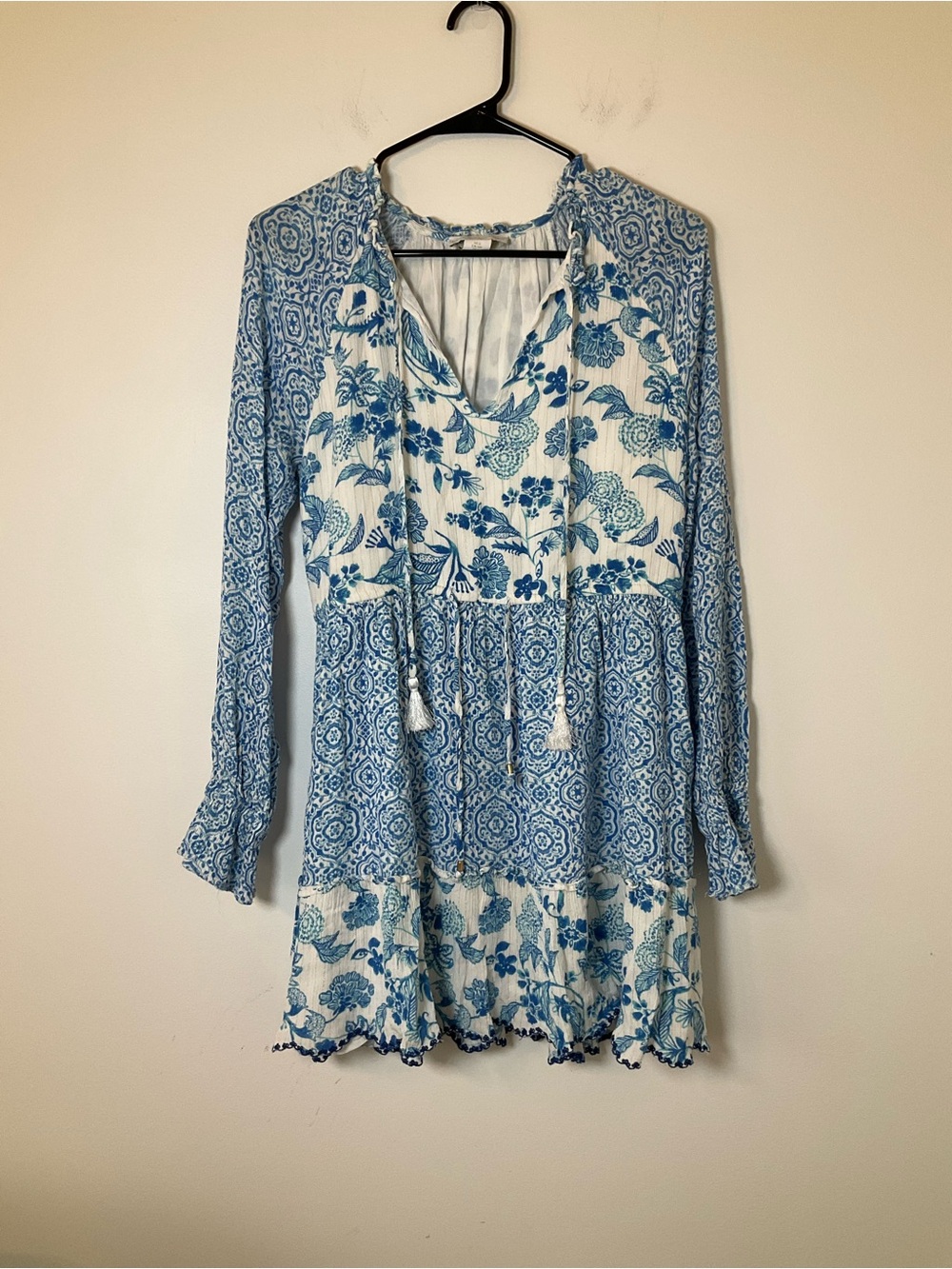 House of Harlow 1960 Blue Floral Boho Mini Dress Size Small